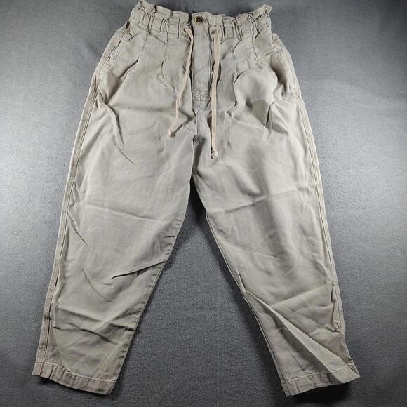Free People Pants - Free People Womens L Beige Paperbag Waist Tapered Pants Cotton Viscose EUC